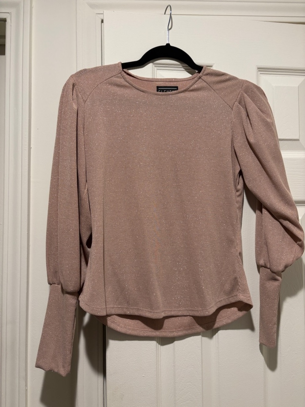 Champagne Glitter Puff-Sleeve Top